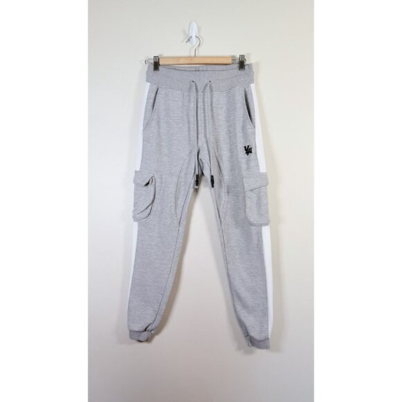 YoungLA Joggers Sweatpants Mens Medium Gray Cargo Knit Gym Training Logo Sports - Picture 1 of 10